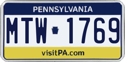 PA license plate MTW1769