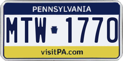 PA license plate MTW1770