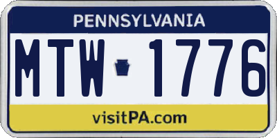 PA license plate MTW1776
