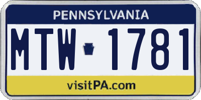 PA license plate MTW1781