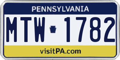 PA license plate MTW1782