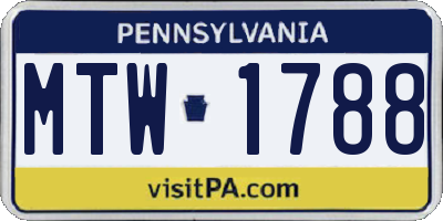 PA license plate MTW1788