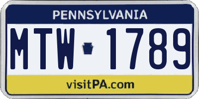 PA license plate MTW1789