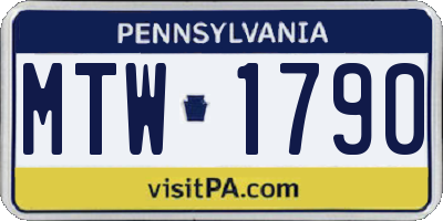 PA license plate MTW1790