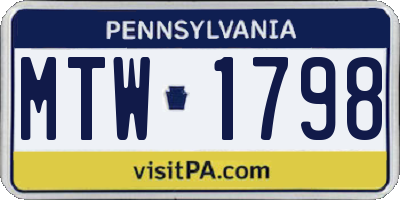 PA license plate MTW1798