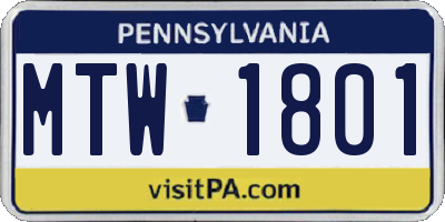 PA license plate MTW1801