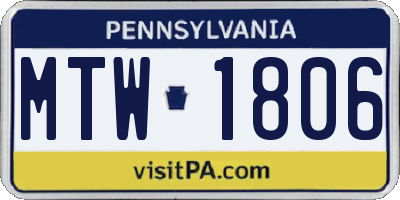 PA license plate MTW1806