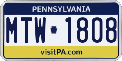 PA license plate MTW1808