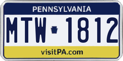 PA license plate MTW1812