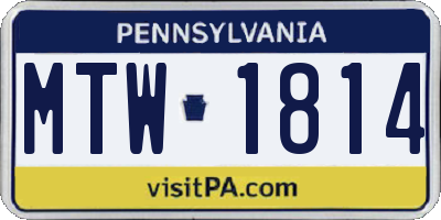 PA license plate MTW1814