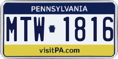 PA license plate MTW1816