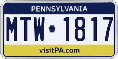 PA license plate MTW1817