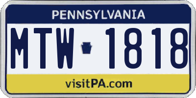 PA license plate MTW1818