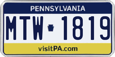 PA license plate MTW1819