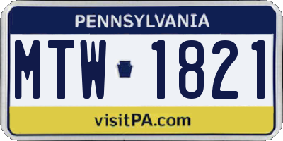 PA license plate MTW1821