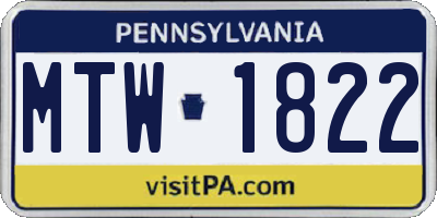 PA license plate MTW1822