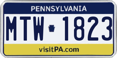 PA license plate MTW1823