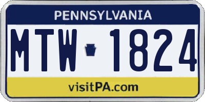 PA license plate MTW1824