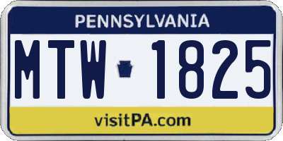 PA license plate MTW1825