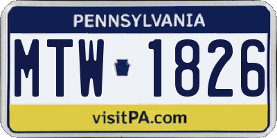 PA license plate MTW1826
