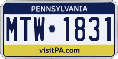 PA license plate MTW1831