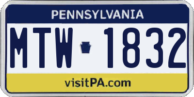 PA license plate MTW1832