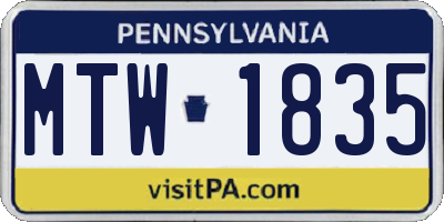 PA license plate MTW1835