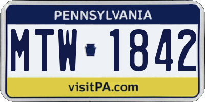 PA license plate MTW1842