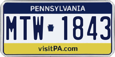 PA license plate MTW1843