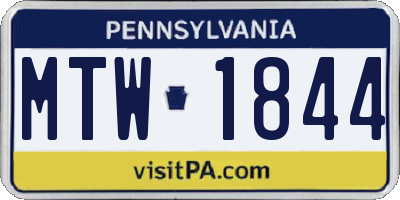 PA license plate MTW1844