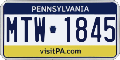 PA license plate MTW1845