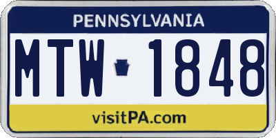 PA license plate MTW1848