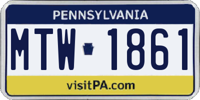 PA license plate MTW1861