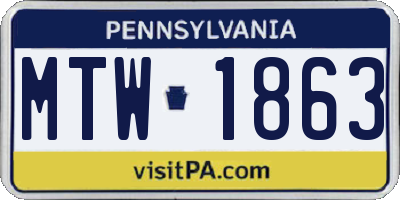 PA license plate MTW1863