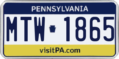 PA license plate MTW1865