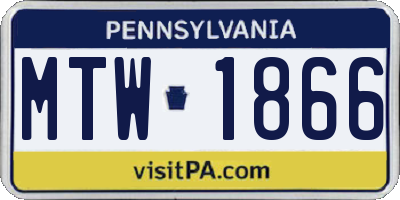 PA license plate MTW1866
