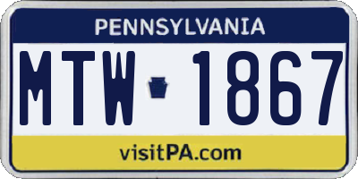 PA license plate MTW1867