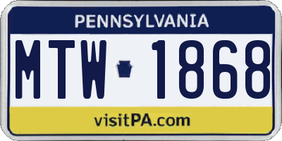 PA license plate MTW1868