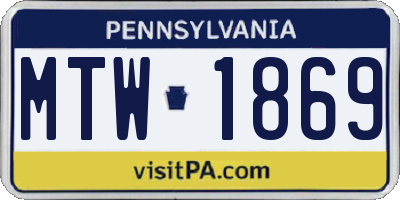 PA license plate MTW1869
