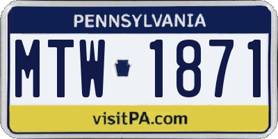 PA license plate MTW1871