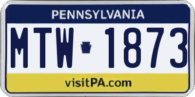 PA license plate MTW1873