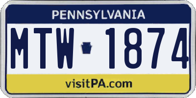 PA license plate MTW1874