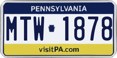 PA license plate MTW1878