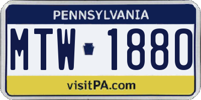 PA license plate MTW1880
