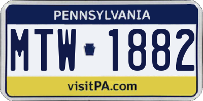PA license plate MTW1882