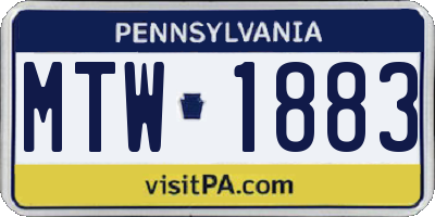 PA license plate MTW1883