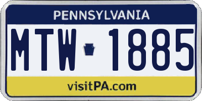 PA license plate MTW1885