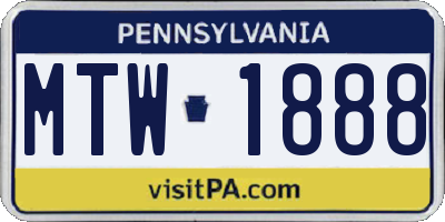 PA license plate MTW1888