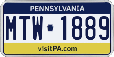 PA license plate MTW1889