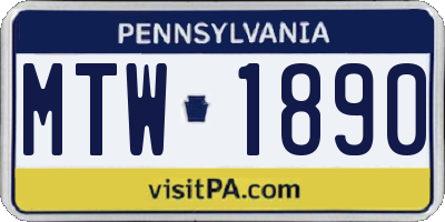 PA license plate MTW1890